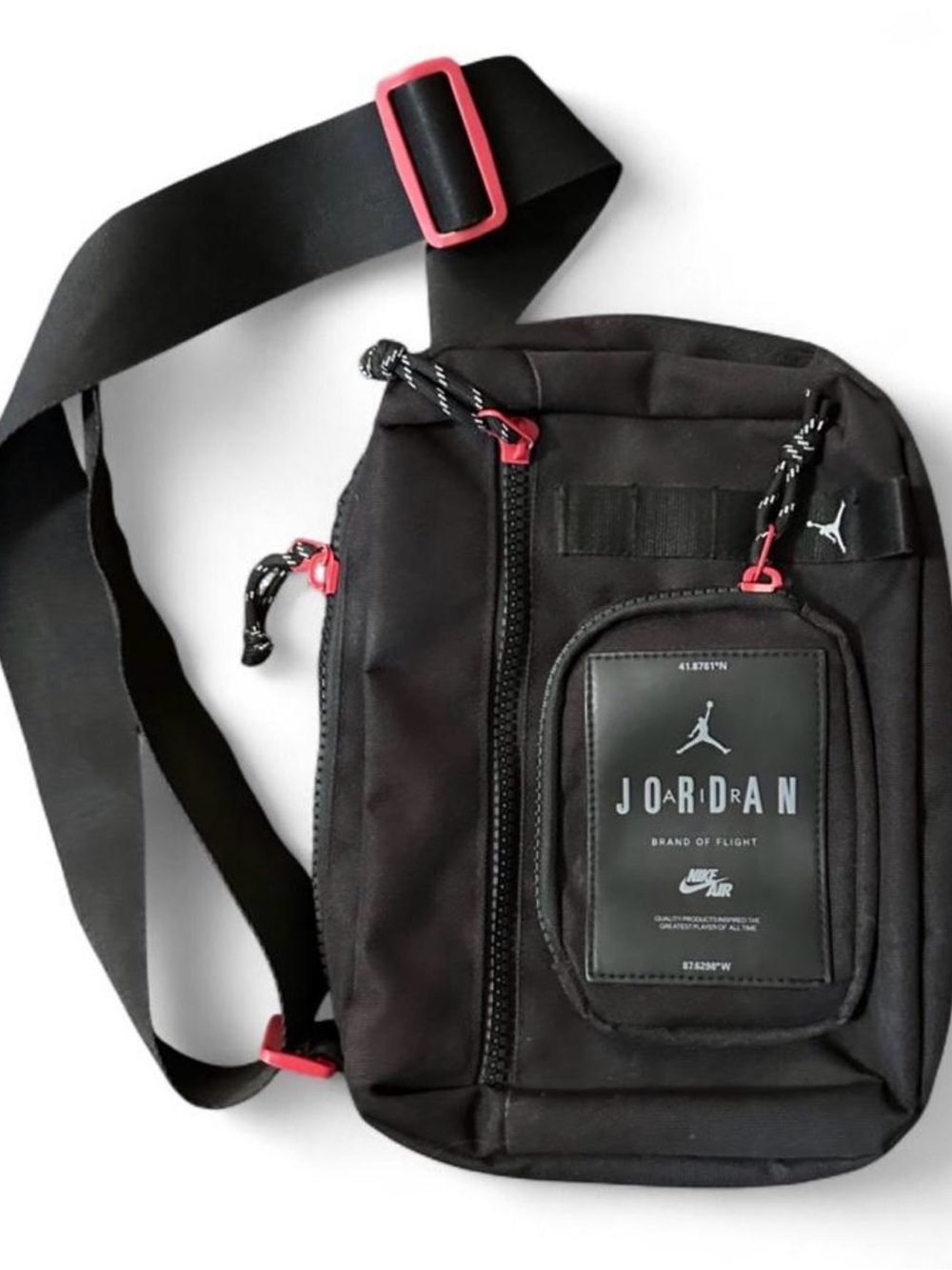 Jordan Black Crossbody Sling Bag with Pink Accents